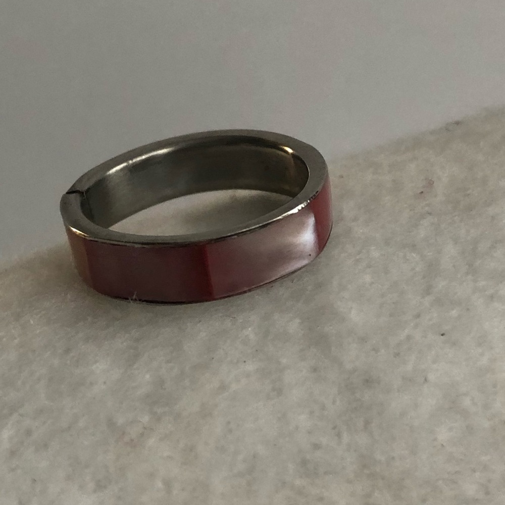 3/$15 Natural Style Pink Agate Stone Silver Tone Ring 8